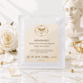 Maschera Viso Rigen monouso in fibra d’uva, confezione bianca con etichetta avorio e dettagli dorati, da 15 ml